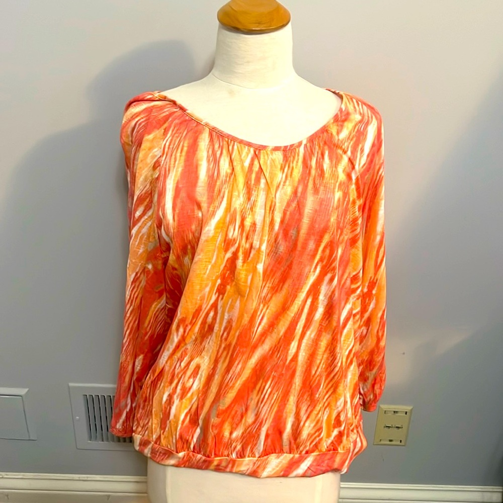 PEACH/ PINK / WHITE TOP IKAT SIZE 3 NWT CHICOS